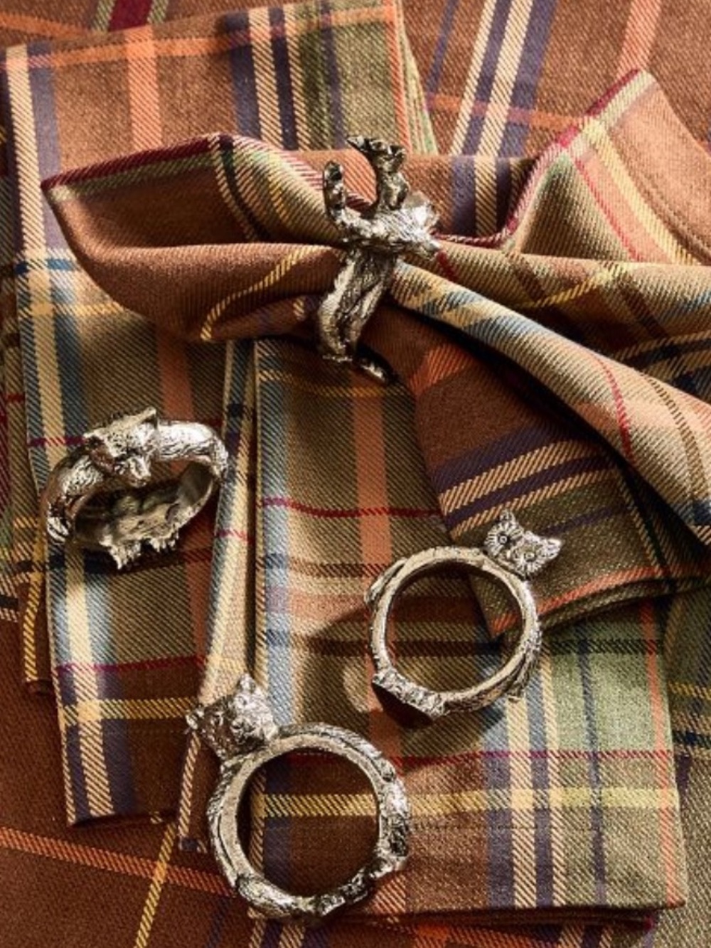 Pottery Barn Silver Animal Napkin Rings (Set of 4)